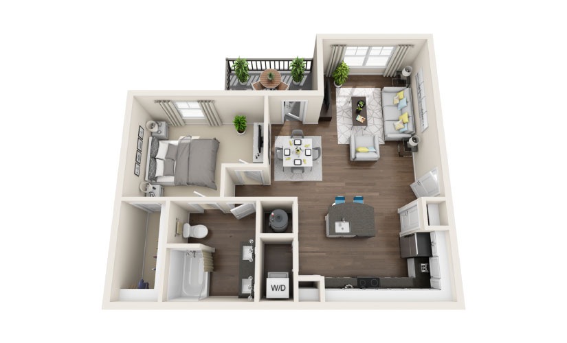 A2 - 1 bedroom floorplan layout with 1 bathroom and 798 square feet